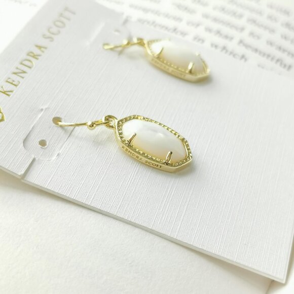 NEW KENDRA SCOTT Lee Ivory Pearl Gold Drop Earrings AUTHENTIC - Picture 2 of 3